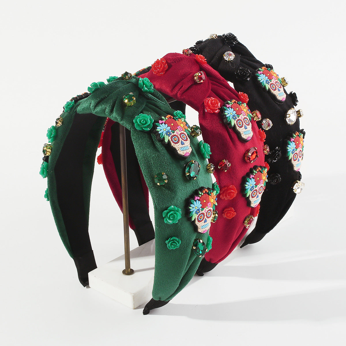 Wholesale Mexican Day of The Dead Cartoon Skull Fabric Hairbands